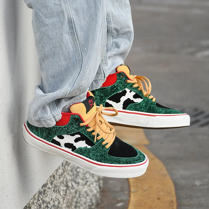 Joiints Green Mid-Top Skate Sneakers – Stylish Vulcanized Casual Shoes for Teens