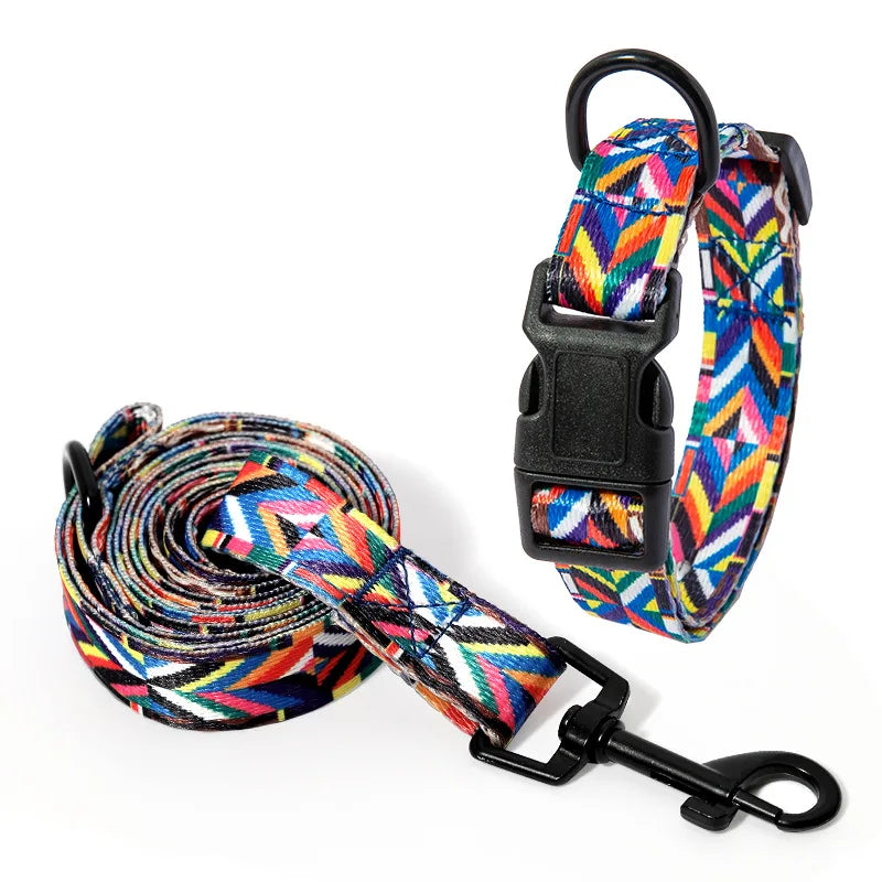Pet Collar and Leash Set for Small Medium Large Dog Walking Collars Bohemia Style Puppy Cat Collar Pet Supplies Buldog Chihuahua