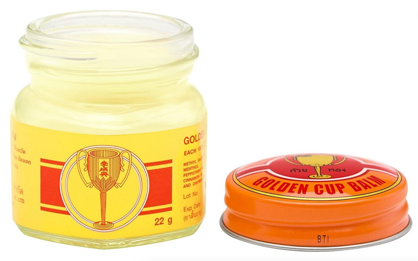 Golden Cup Balm Yellow Herbal Thai Ointment 22g Multiple treatments (Pack of 3)