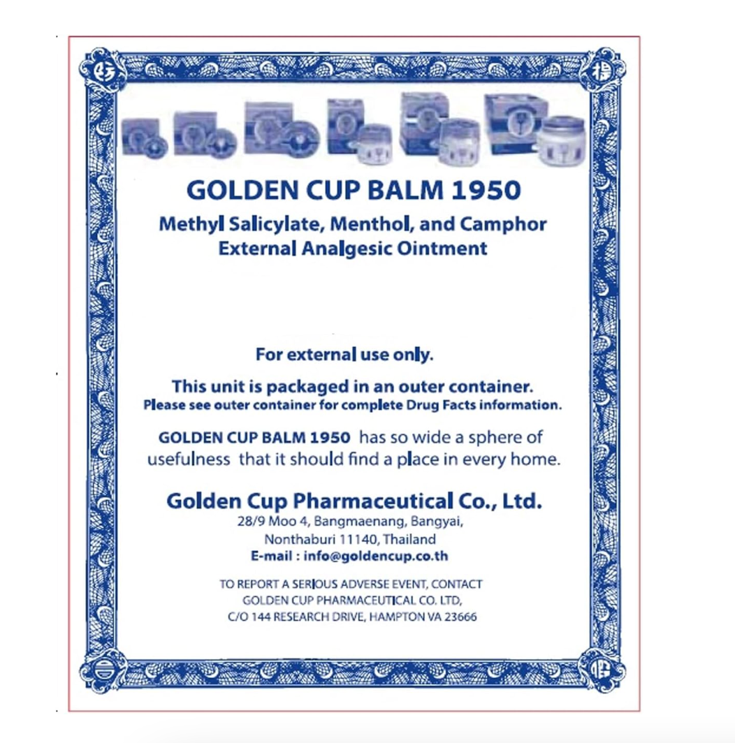 Golden Cup Balm Yellow Herbal Thai Ointment 22g Multiple treatments (Pack of 3)