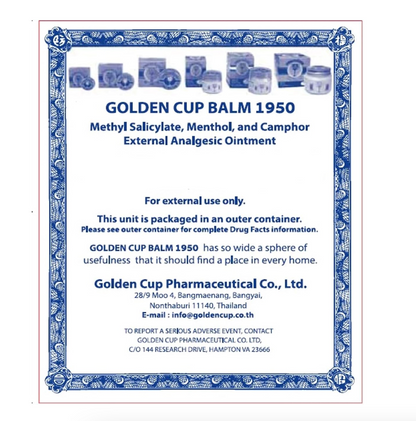 Golden Cup Balm Yellow Herbal Thai Ointment 22g Multiple treatments (Pack of 3)