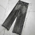 PFNW Spliced Design Washed Denim Jeans Men's Streetwear Fashion Straight Leg Denim Pants Hip Hop Trendy Trousers Spring 28W4634