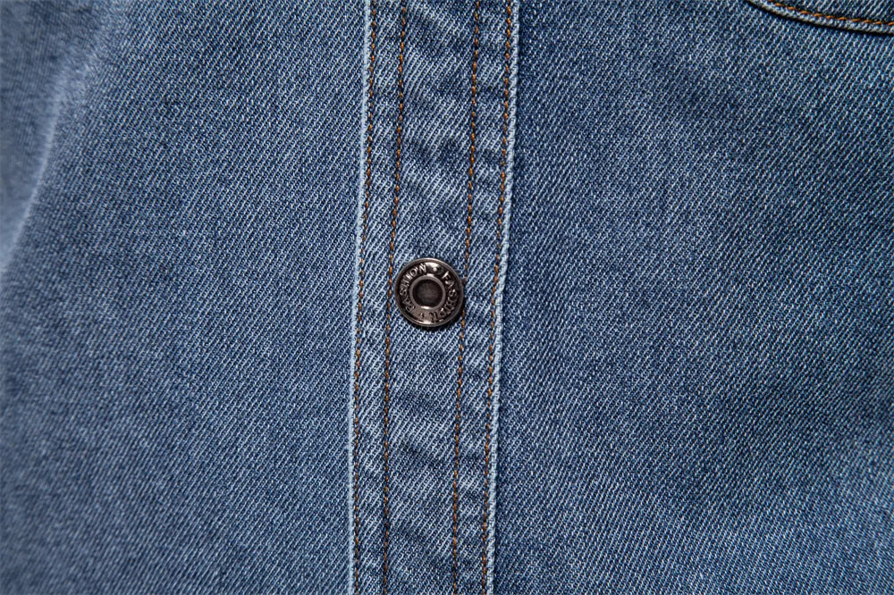 AIOPESON Brand New Mens 100% Cotton Denim Shirts Double Pocket Casual Cowboy Mens Shirts Long Sleeve Autumn Jeans Shirts for Men