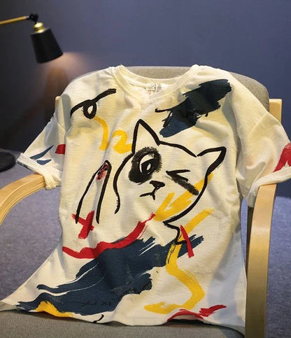 Graffiti Men's 100℅ Cotton T-Shirt Break Hole Tops