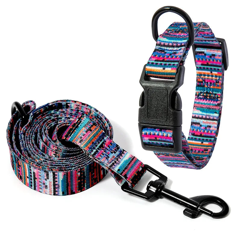 Pet Collar and Leash Set for Small Medium Large Dog Walking Collars Bohemia Style Puppy Cat Collar Pet Supplies Buldog Chihuahua