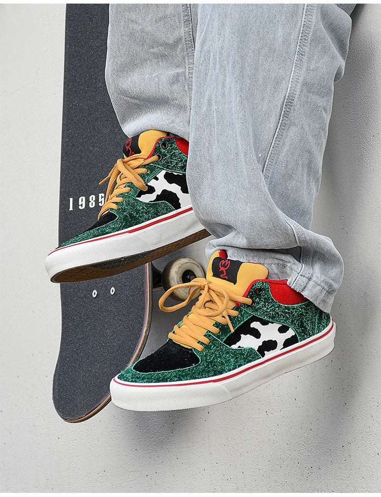 Joiints Green Mid-Top Skate Sneakers – Stylish Vulcanized Casual Shoes for Teens