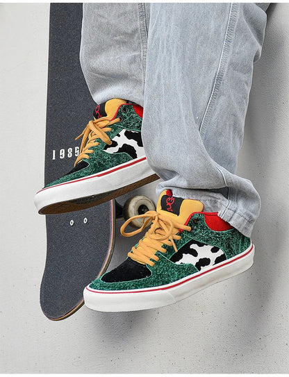 Joiints Green Mid-Top Skate Sneakers – Stylish Vulcanized Casual Shoes for Teens