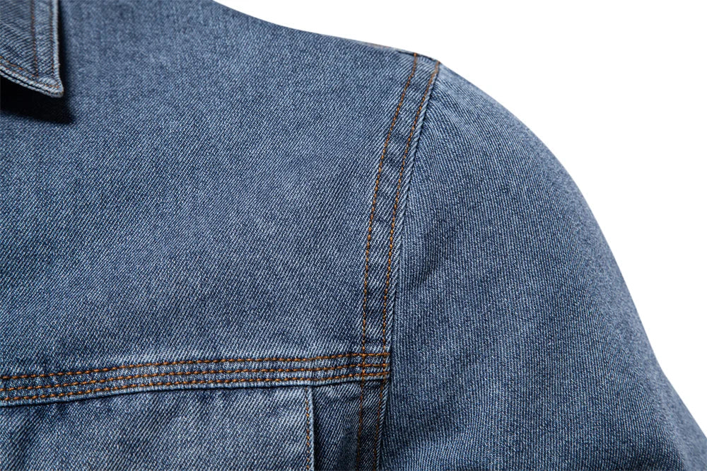 AIOPESON Brand New Mens 100% Cotton Denim Shirts Double Pocket Casual Cowboy Mens Shirts Long Sleeve Autumn Jeans Shirts for Men