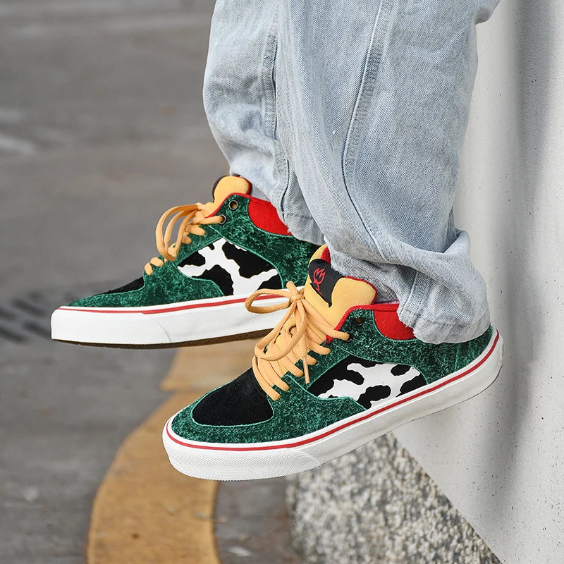 Joiints Green Mid-Top Skate Sneakers – Stylish Vulcanized Casual Shoes for Teens