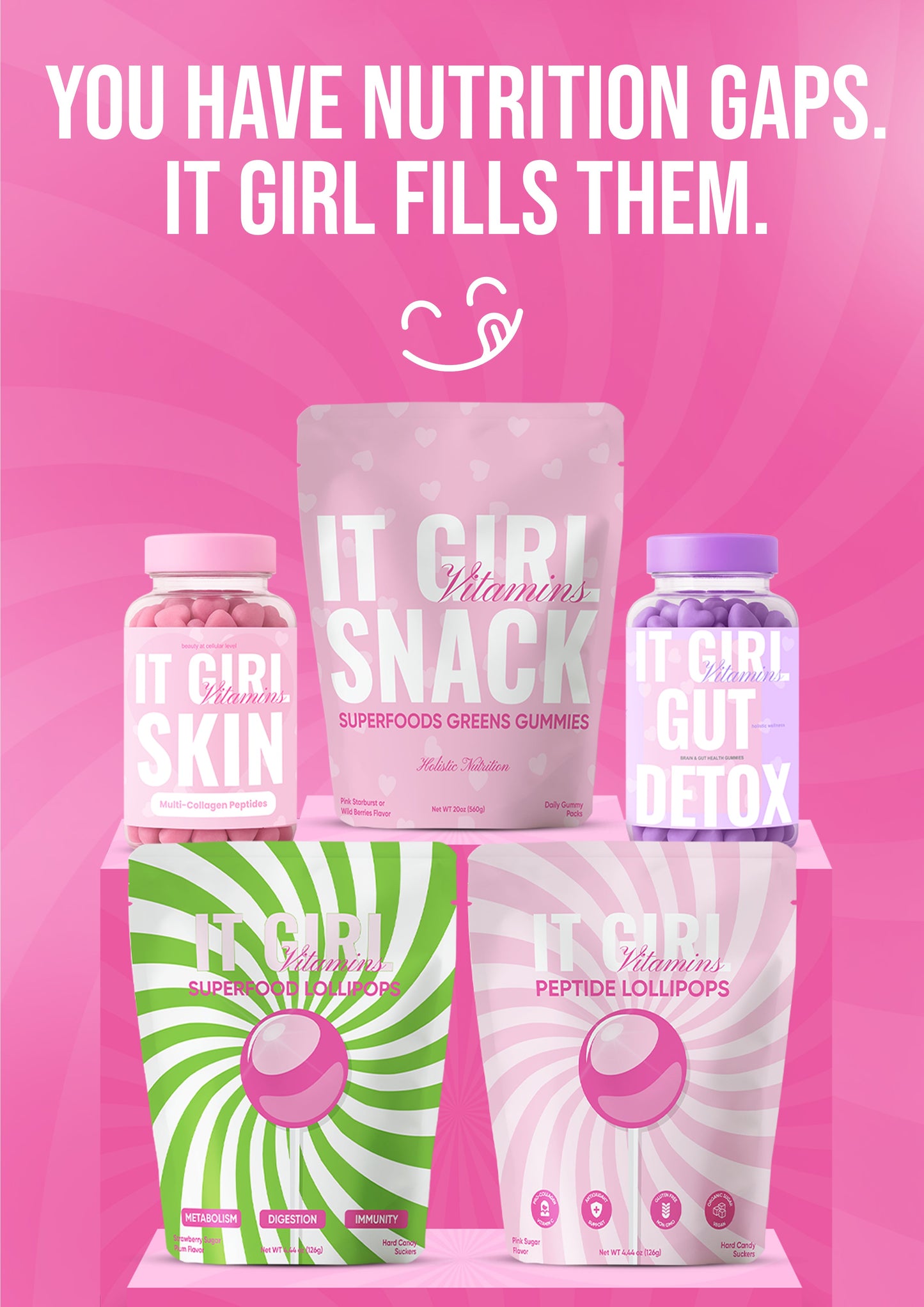 It Girl Superfood Greens Lollipops - Vegan Candy with Supergreens, Vitamins & Antioxidants