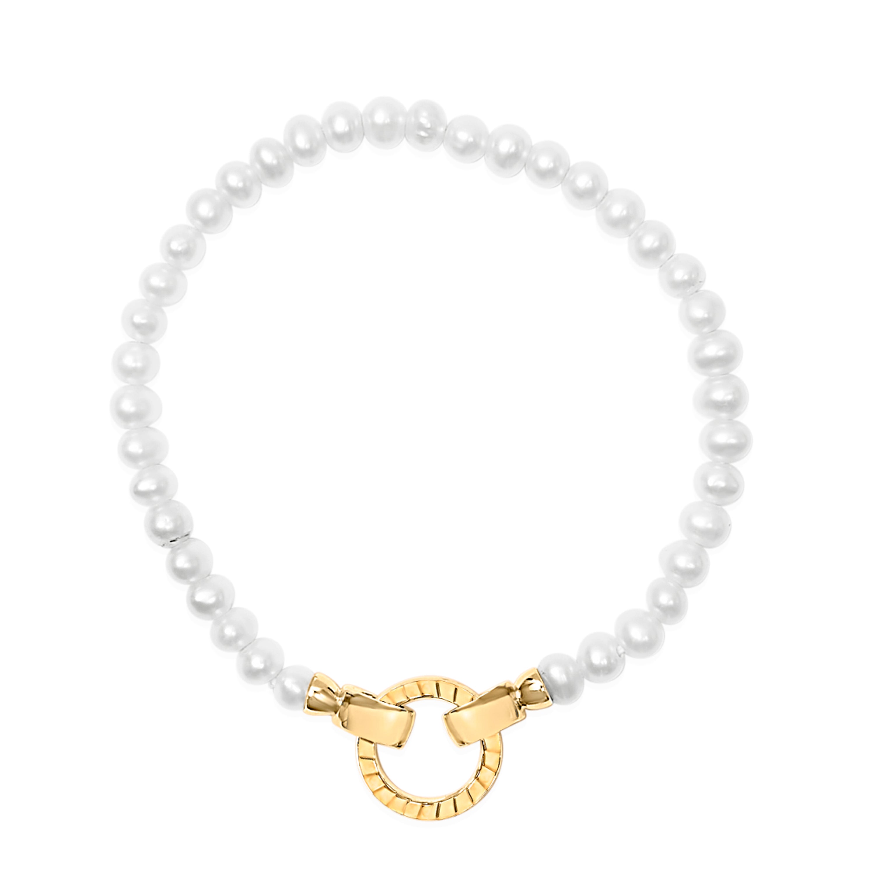 18K Yellow Gold Vermeil Pearl Infinity Lock Tennis Bracelet