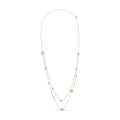 18K Rose Gold 1/2 Cttw Diamond and Freshwater Pearl Double Strand Station Necklace  (G-H Color, SI1-SI2 Clarity) - Adjustable up to 16" to 20"