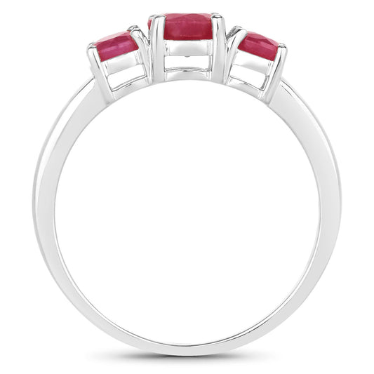 1.15 Carat Genuine Ruby 14K White Gold Ring