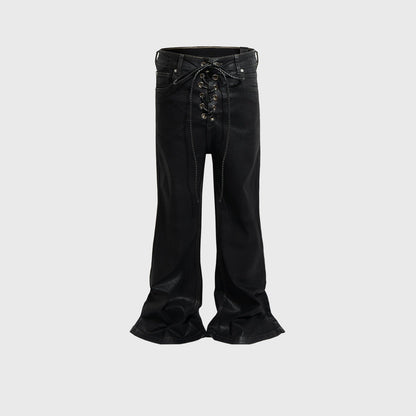 Men's Women's Coated Stretch Flared Jeans