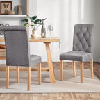 Dining Chairs Set of 2 Fabric Upholstered Dining Chairs High Back Padded Chairs Button Tufted Parsons Kitchen Chairs with Solid Wood Legs for Home, Dining Room, Kitchen, Dark Gray(1 Package)