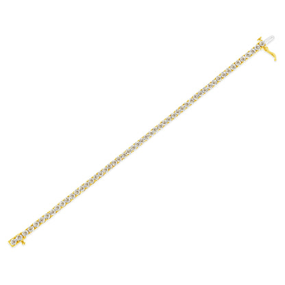 14K Yellow Gold Plated .925 Sterling Silver 3.0 Cttw Miracle-Set Diamond Tennis Bracelet (L-M Color, I2-I3 Clarity) - 7.25"