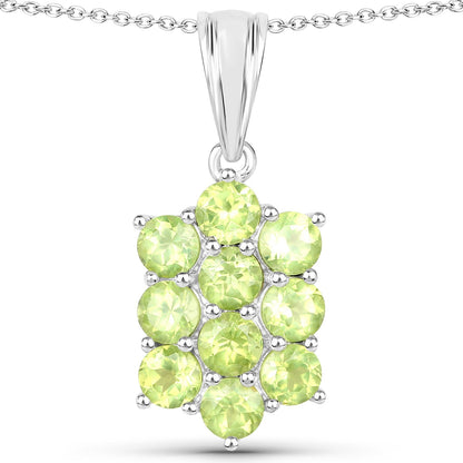6.80 Carat Genuine Peridot .925 Sterling Silver 3 Piece Jewelry Set (Ring, Earrings, and Pendant w/ Chain)