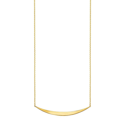 14k Yellow Gold Necklace with Polished Curved Bar Pendant