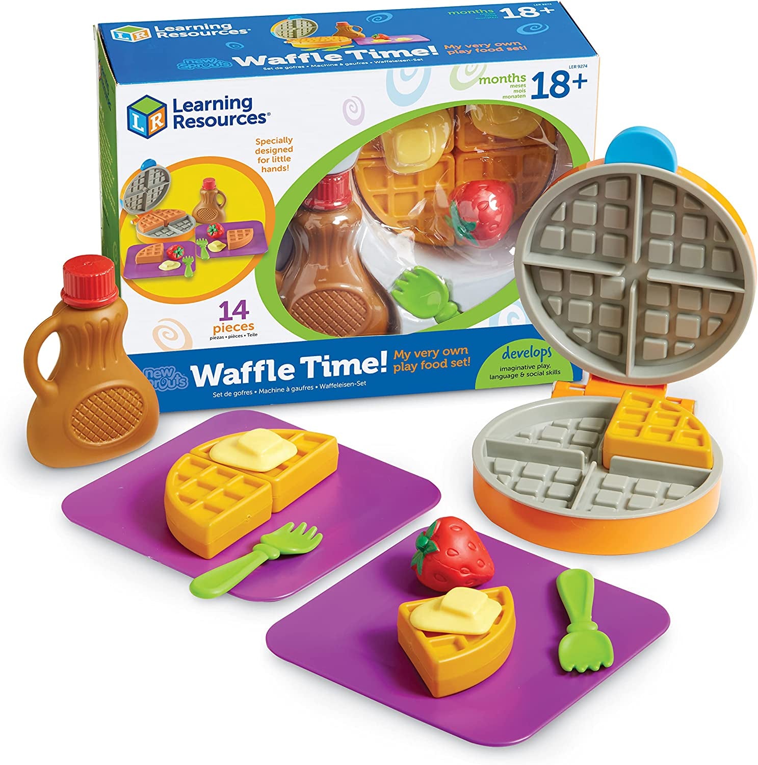 New Sprouts Waffle Time - Breakfast Pretend Play Food Kitchen Toys, Montessori Educational Game, Fine Motor Skills, Gifts for Boys and Girls