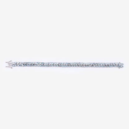 17.22 Carat Genuine Blue Topaz and White Diamond .925 Sterling Silver Bracelet