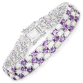 18.68 Carat Genuine Opal and Amethyst .925 Sterling Silver Bracelet