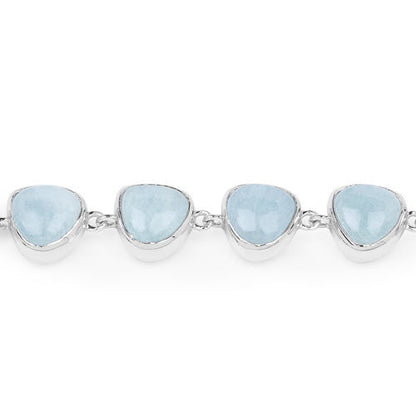25.90 Carat Genuine Aquamarine .925 Sterling Silver Bracelet