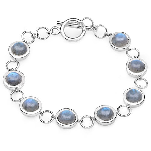 15.48 Carat Genuine Labradorite .925 Sterling Silver Bracelet