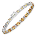 16.73 Carat Genuine Orange Sapphire and White Diamond 14K White Gold Bracelet