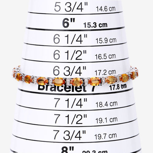 16.73 Carat Genuine Orange Sapphire and White Diamond 14K White Gold Bracelet