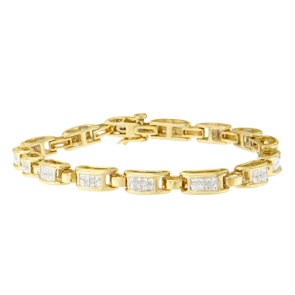 14K Yellow Gold Princess-Cut Diamond Links of Love Bracelet (2.00 cttw, H-I Color, SI2-I1 Clarity)