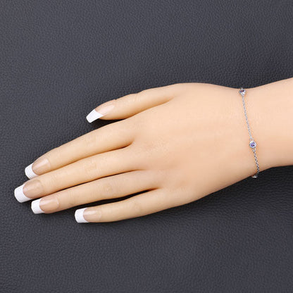 0.50 Carat Genuine Tanzanite .925 Sterling Silver Bracelet