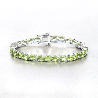 21.37 Carat Genuine Peridot .925 Sterling Silver Bracelet