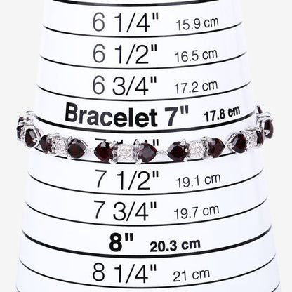 11.10 Carat Genuine Garnet and White Diamond .925 Sterling Silver Bracelet