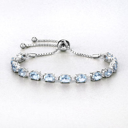 12.83 Carat Genuine Blue Topaz and White Topaz .925 Sterling Silver Bracelet