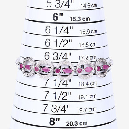 1.65 Carat Genuine Ruby and White Diamond .925 Sterling Silver Bracelet