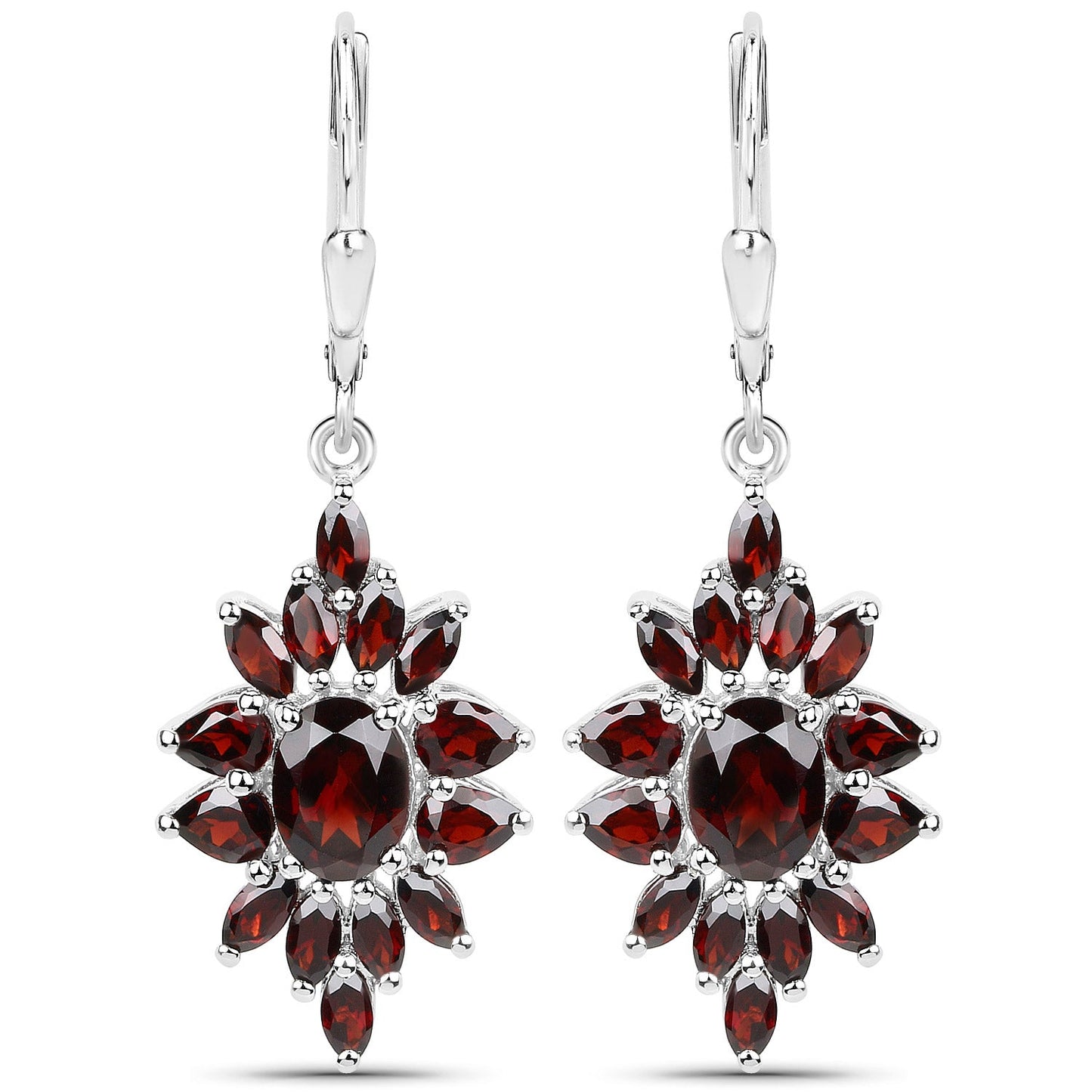 20.24 Carat Genuine Garnet .925 Sterling Silver 3 Piece Jewelry Set (Ring, Earrings, and Pendant w/ Chain)
