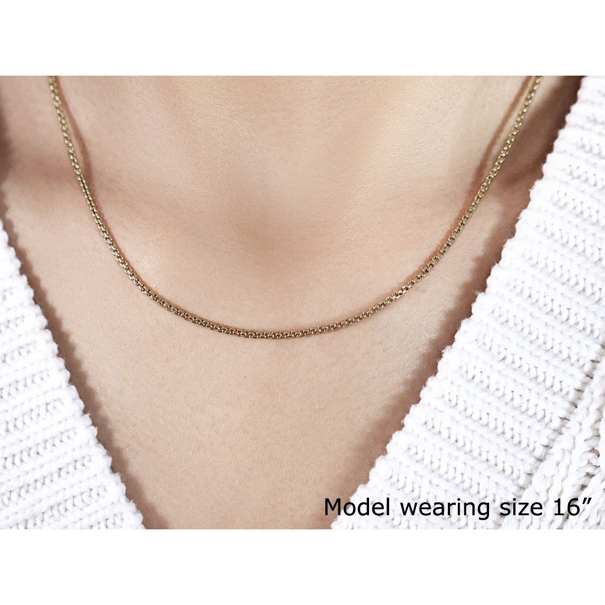 14k Yellow Gold Solid Round Box Chain 1.6 mm