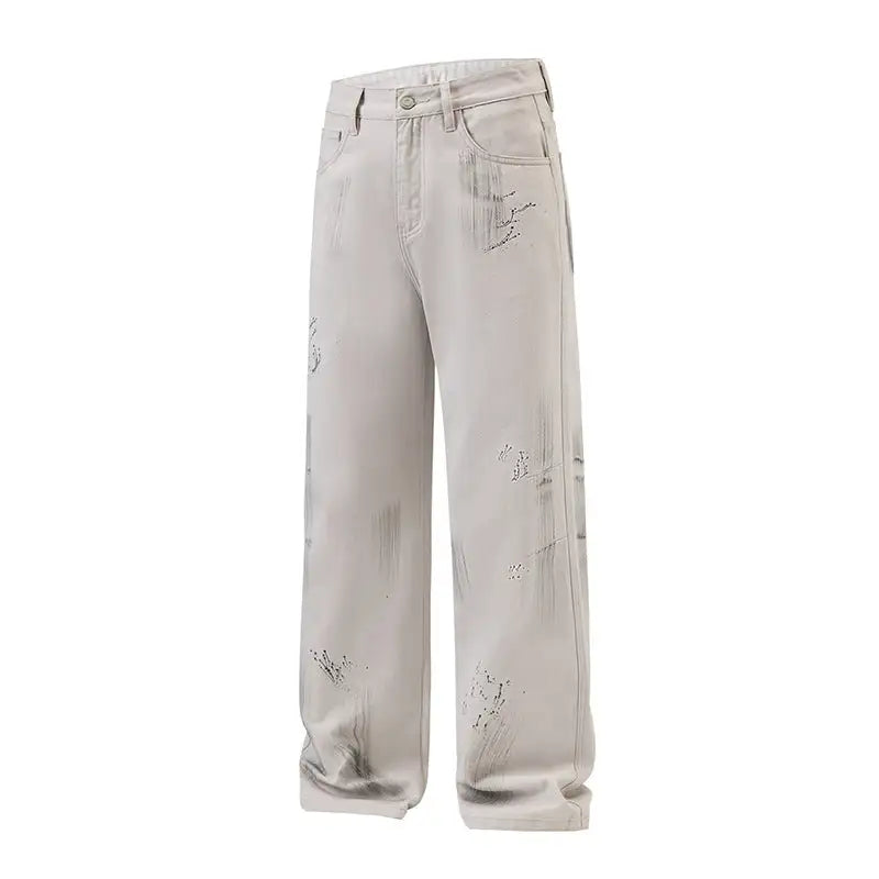 American Street Hip Hop Tie-dyed Washed Jeans Men