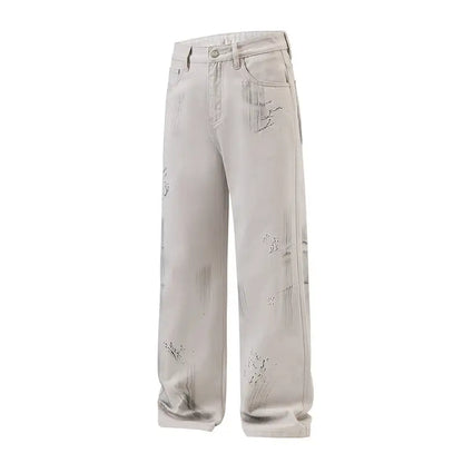 American Street Hip Hop Tie-dyed Washed Jeans Men