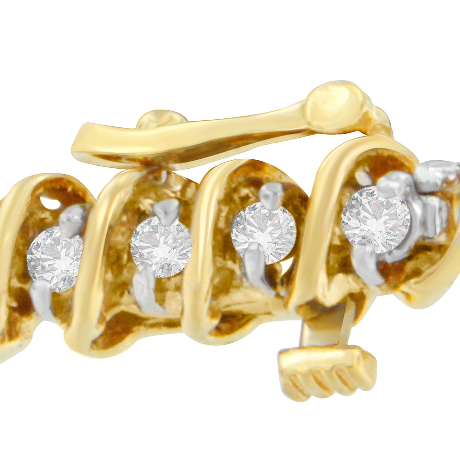 18K Yellow Gold Round Cut Diamond Spiral Link Bracelet (2.00 cttw, I-J Color, I1-I2 Clarity)
