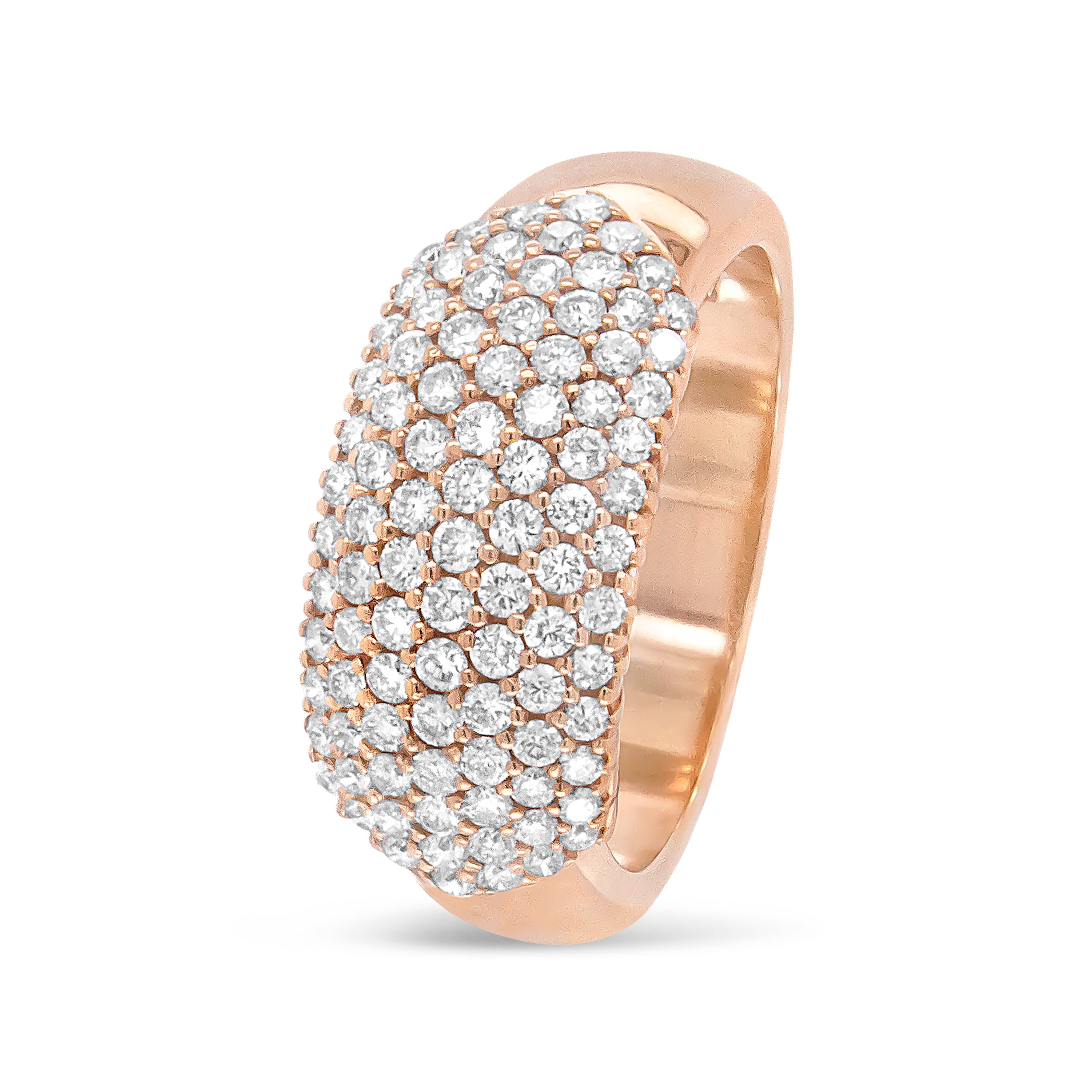 18K Rose Gold 1.00 Cttw Diamond Multi Row Dome Band Ring (F-G Color, VS1-VS2 Clarity) - Ring size 7