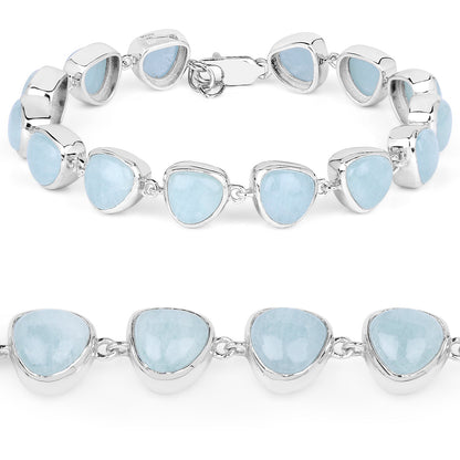 25.90 Carat Genuine Aquamarine .925 Sterling Silver Bracelet
