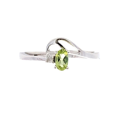 .02ct Peridot Diamond Ring 10KT White Gold
