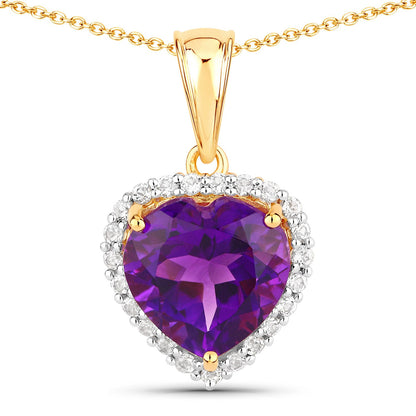 4.76 Carat Genuine Amethyst and White Topaz .925 Sterling Silver Pendant