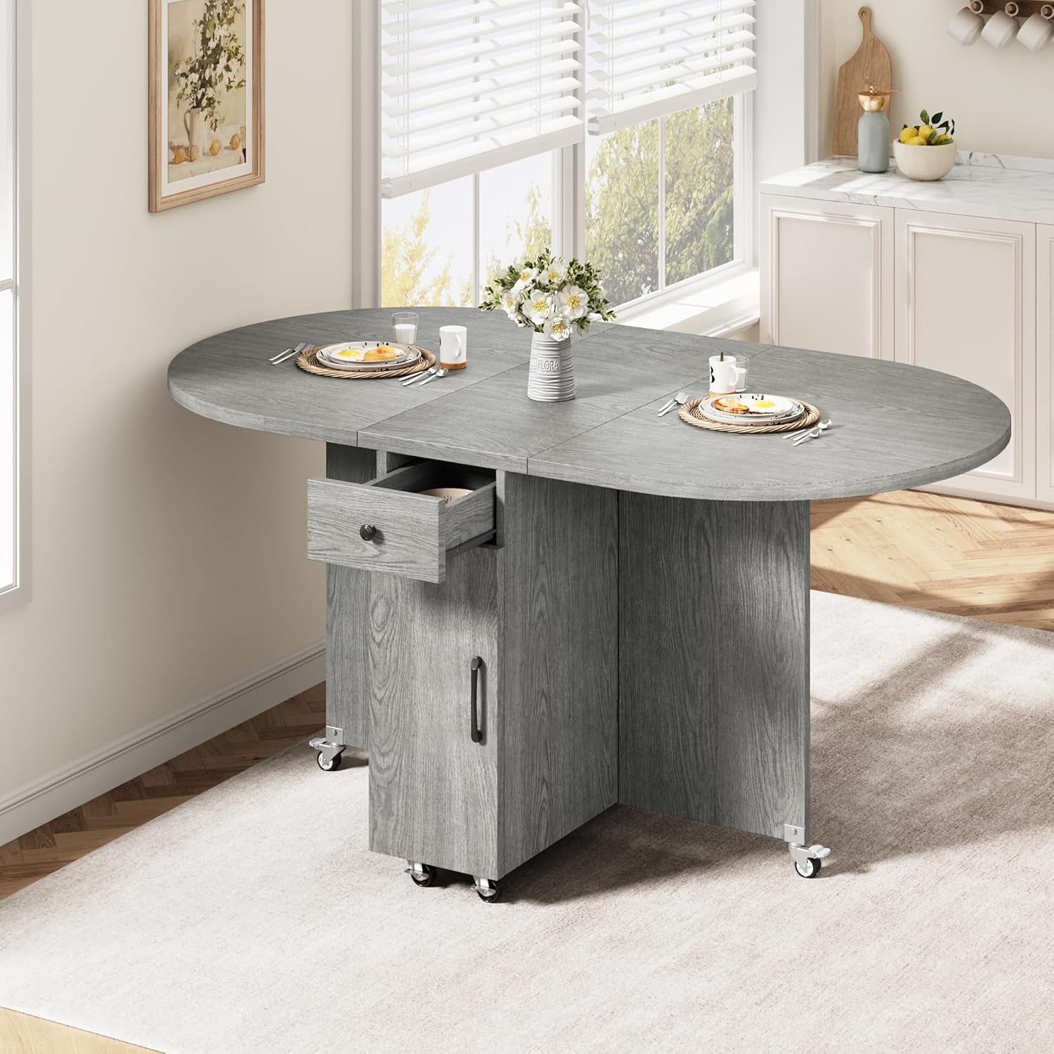 Grey Multipurpose Collapsible Dining Table For Four