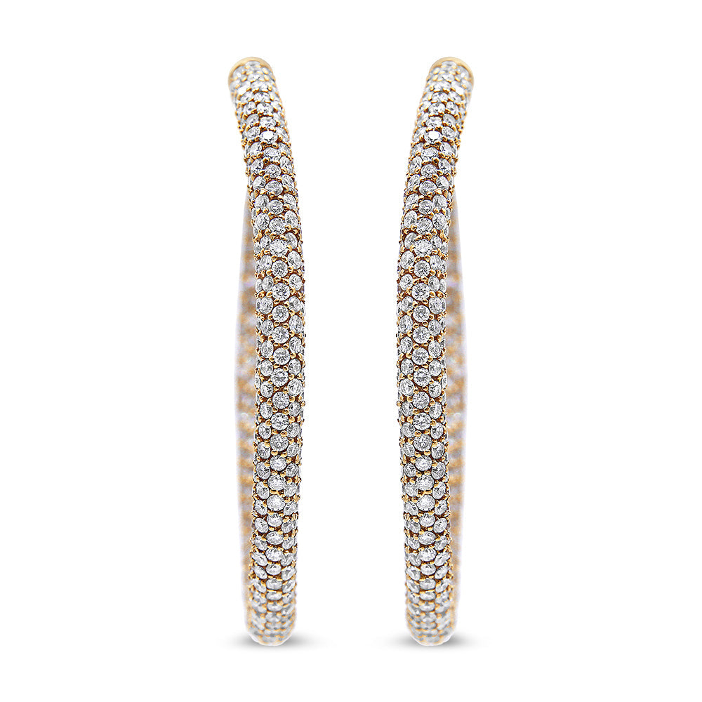 18K Rose Gold 6.90 Cttw Pave Set Diamond Inside Out Eternity Hoop Earrings (F-G Color, VS1-VS2 Clarity)