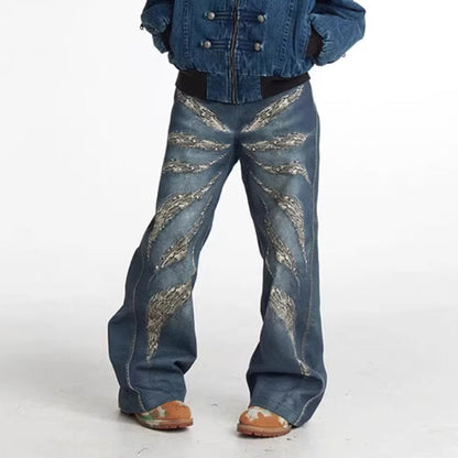 Original Digital 3D Full Printed Leopard Print Loose Jeans