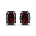 18K White Gold Plated 3.50 Carat Genuine Garnet .925 Sterling Silver Earrings