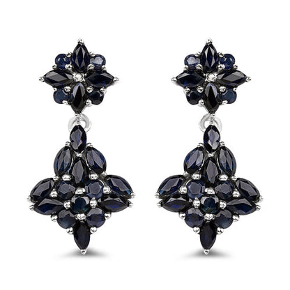 3.33 Carat Genuine Blue Sapphire .925 Sterling Silver Earrings