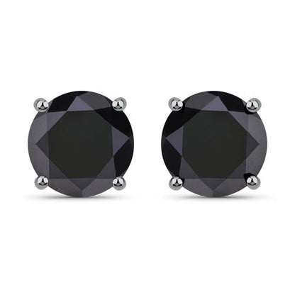 4.91 Carat Genuine Black Diamond 14K White Gold Earrings